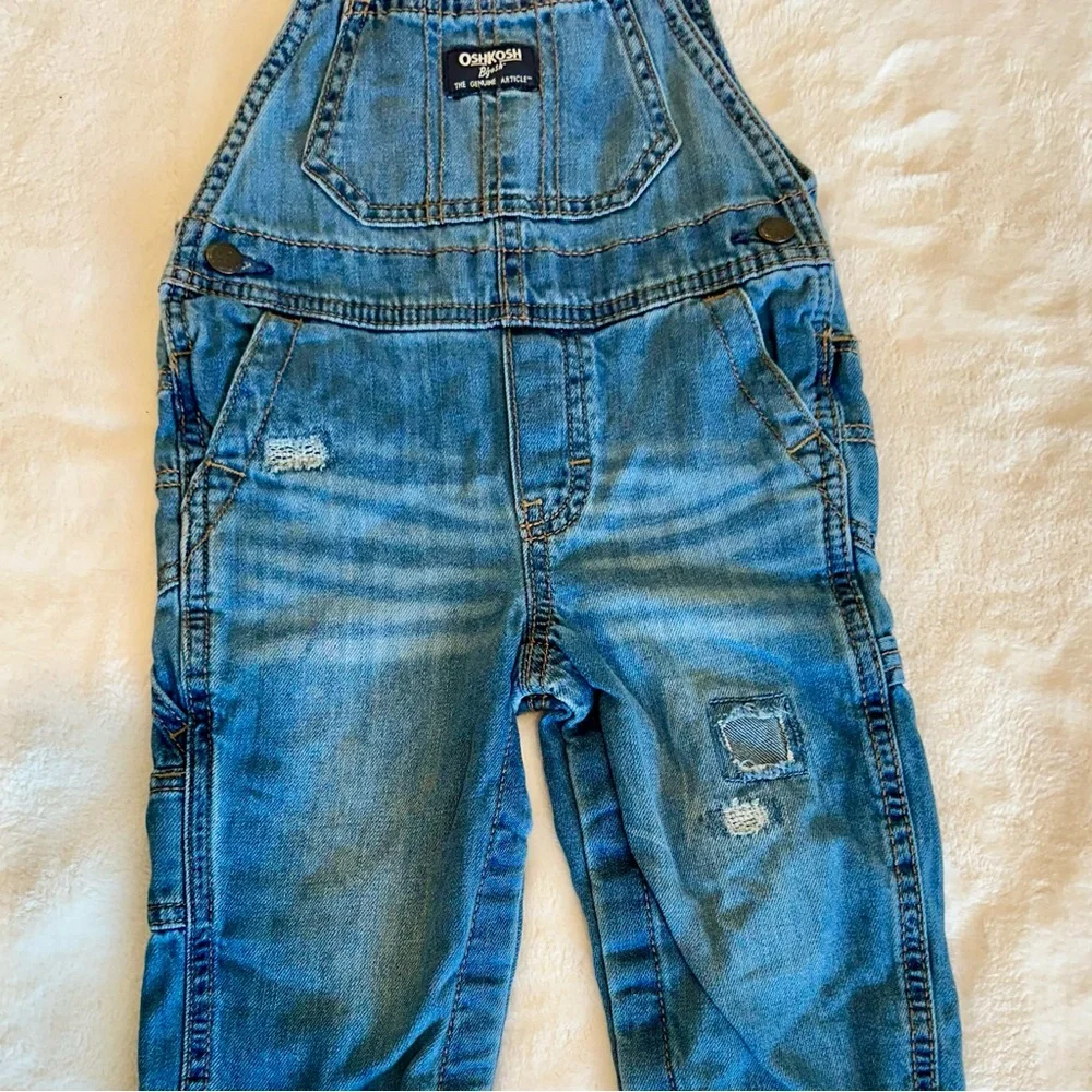 OshKosh B'gosh Distressed Blue Overalls - Size: 18 Months